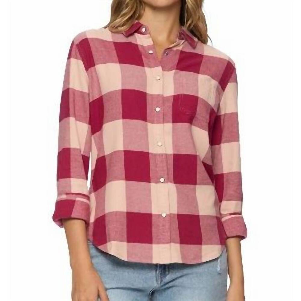 NEW FLAGS & ANTHEM georgianna collared neck shirt in buffalo plaid